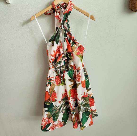 Gianni Bini hibiscus 🌺 palm floral print halter dress 00 nwt! - Picture 1 of 6